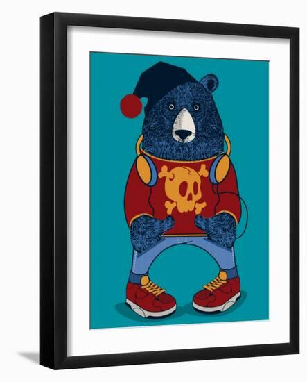 Cool Bear Character Vector Design for Tee-braingraph-Framed Art Print