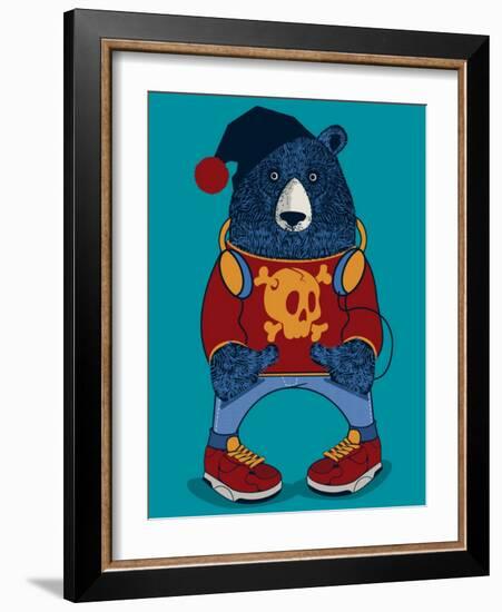 Cool Bear Character Vector Design for Tee-braingraph-Framed Art Print