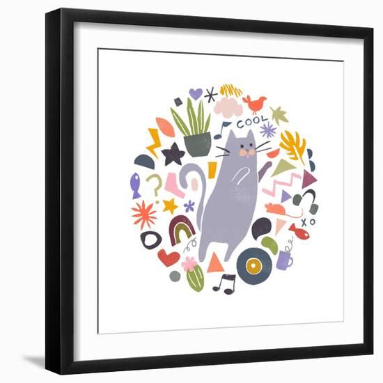 Cool Cats IV-June Vess-Framed Art Print