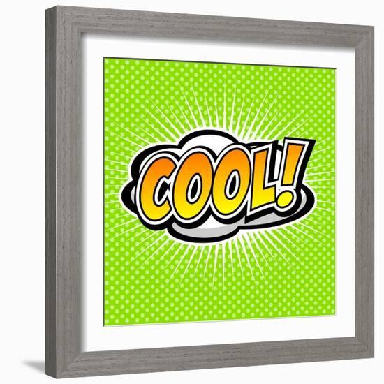 Cool! Comic Speech Bubble, Cartoon-jirawatp-Framed Art Print