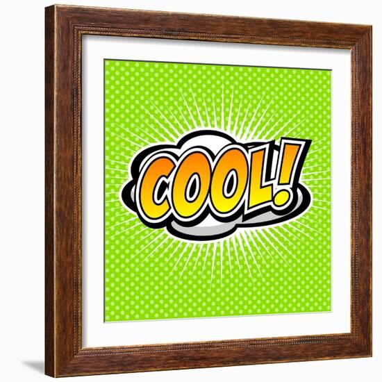 Cool! Comic Speech Bubble, Cartoon-jirawatp-Framed Art Print