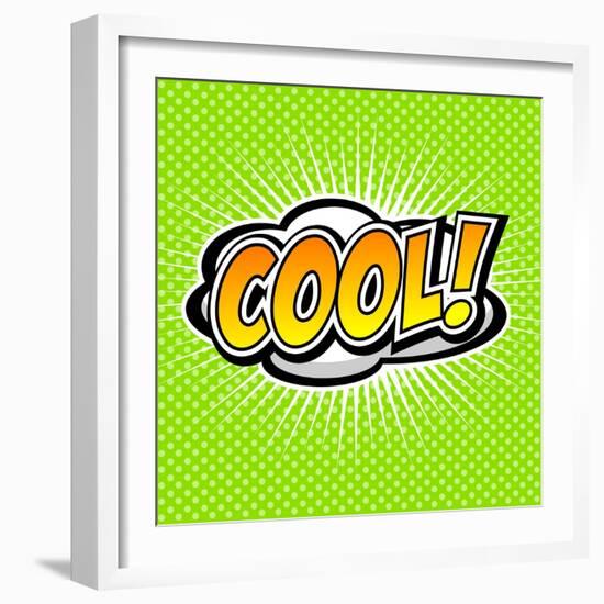 Cool! Comic Speech Bubble, Cartoon-jirawatp-Framed Art Print