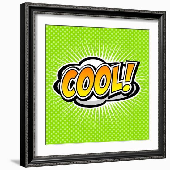 Cool! Comic Speech Bubble, Cartoon-jirawatp-Framed Art Print