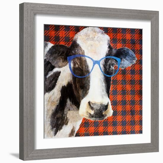 Cool Cow on Pattern-Lanie Loreth-Framed Art Print