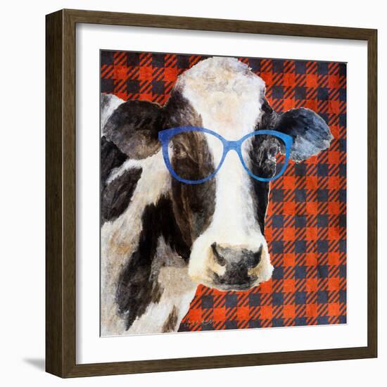 Cool Cow on Pattern-Lanie Loreth-Framed Art Print