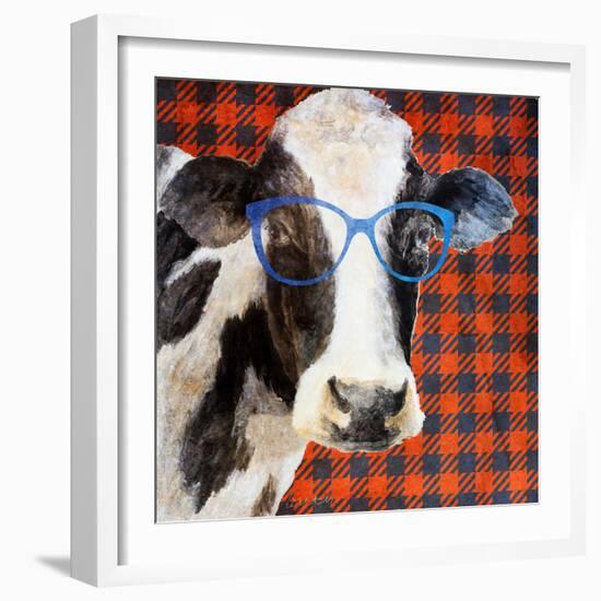 Cool Cow on Pattern-Lanie Loreth-Framed Art Print