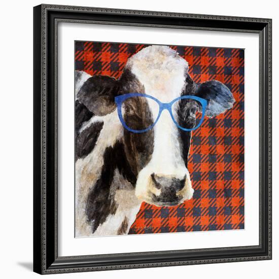 Cool Cow on Pattern-Lanie Loreth-Framed Art Print