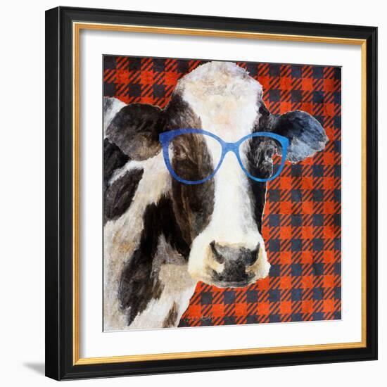 Cool Cow on Pattern-Lanie Loreth-Framed Art Print