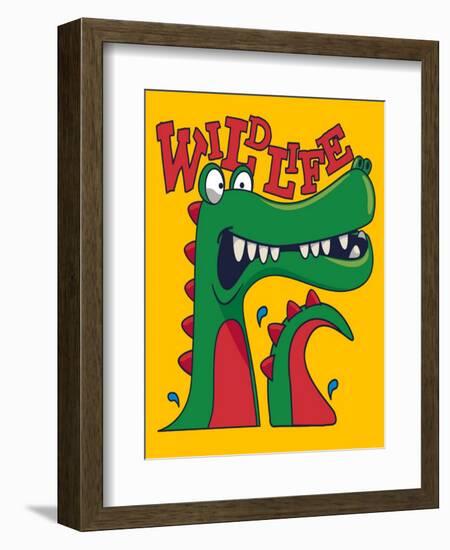 Cool, Cute Monster Crocodiles Character-braingraph-Framed Art Print