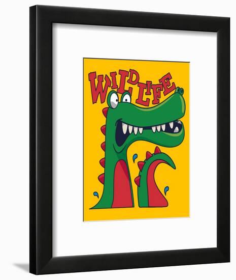 Cool, Cute Monster Crocodiles Character-braingraph-Framed Art Print