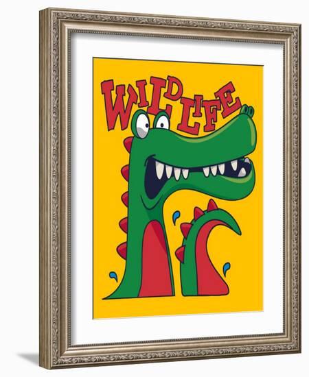 Cool, Cute Monster Crocodiles Character-braingraph-Framed Art Print