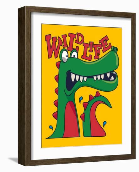 Cool, Cute Monster Crocodiles Character-braingraph-Framed Art Print