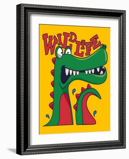 Cool, Cute Monster Crocodiles Character-braingraph-Framed Art Print