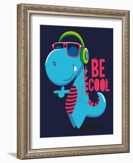 Cool Dinosaur Character Design-braingraph-Framed Art Print