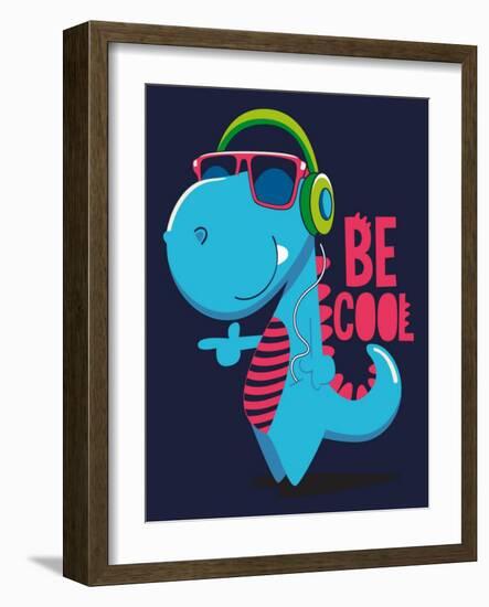 Cool Dinosaur Character Design-braingraph-Framed Art Print