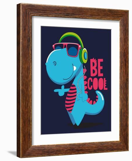 Cool Dinosaur Character Design-braingraph-Framed Art Print