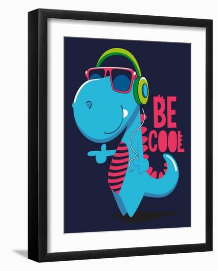 Cool Dinosaur Character Design-braingraph-Framed Art Print