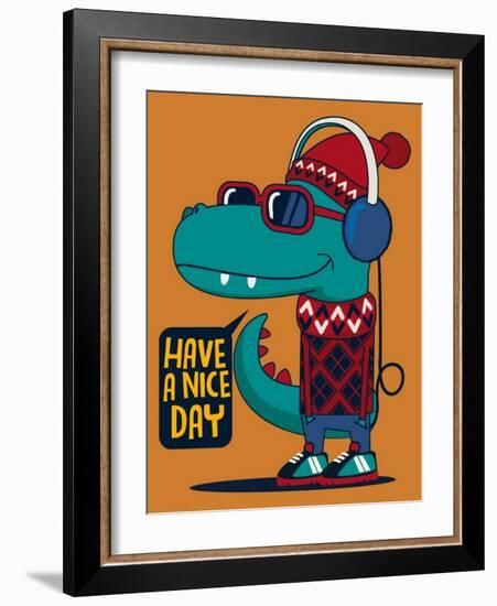 Cool Dinosaur Character Design-braingraph-Framed Art Print