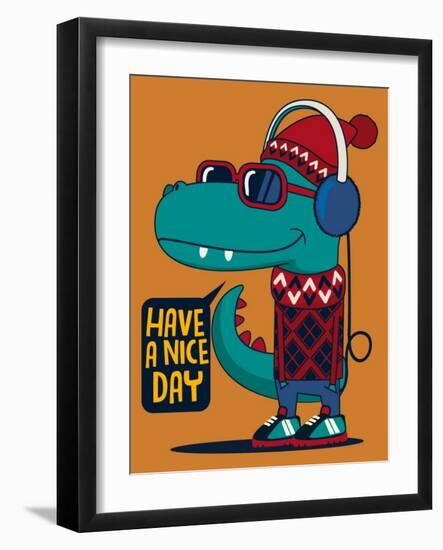 Cool Dinosaur Character Design-braingraph-Framed Art Print