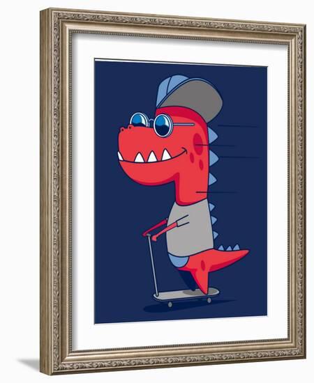 Cool Dinosaur Character Design-braingraph-Framed Art Print