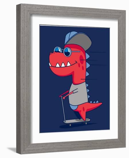 Cool Dinosaur Character Design-braingraph-Framed Art Print