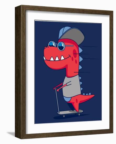 Cool Dinosaur Character Design-braingraph-Framed Art Print