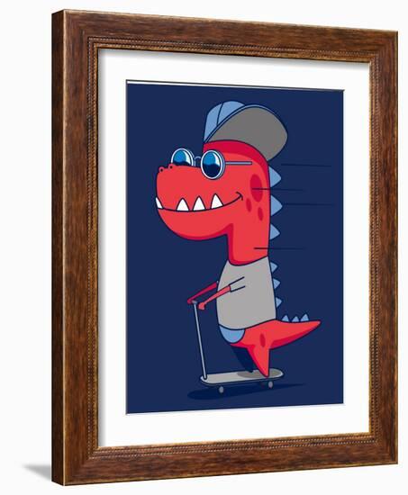 Cool Dinosaur Character Design-braingraph-Framed Art Print