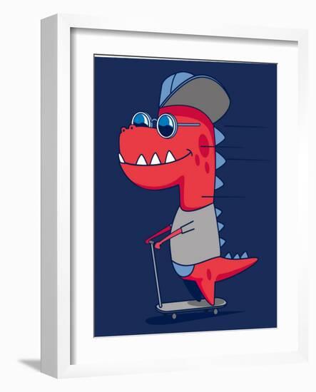 Cool Dinosaur Character Design-braingraph-Framed Art Print