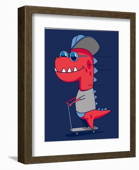 Cool Dinosaur Character Design-braingraph-Framed Art Print