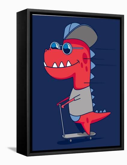 Cool Dinosaur Character Design-braingraph-Framed Stretched Canvas