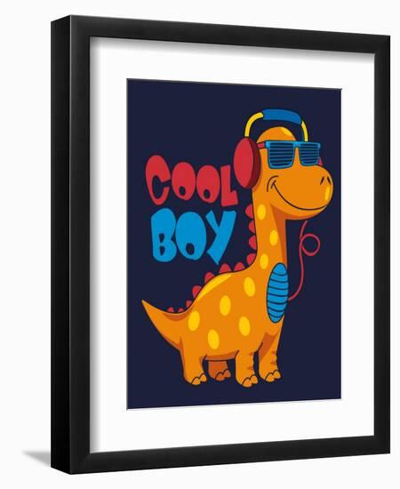 Cool Dinosaur Character Design-braingraph-Framed Art Print