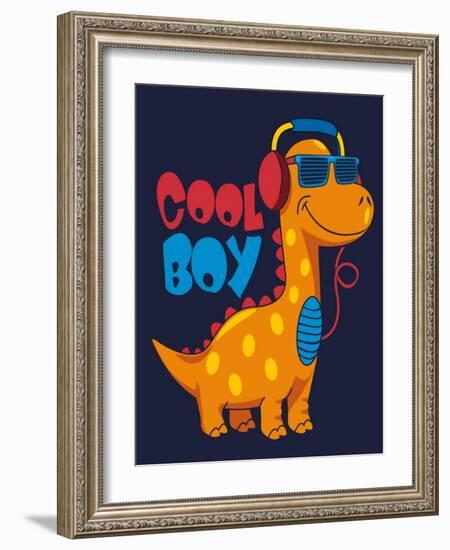 Cool Dinosaur Character Design-braingraph-Framed Art Print