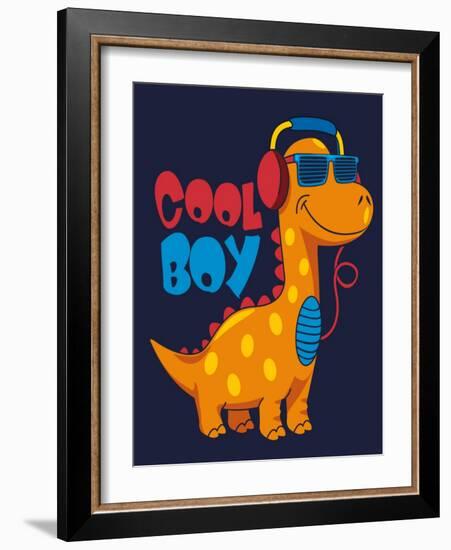 Cool Dinosaur Character Design-braingraph-Framed Art Print