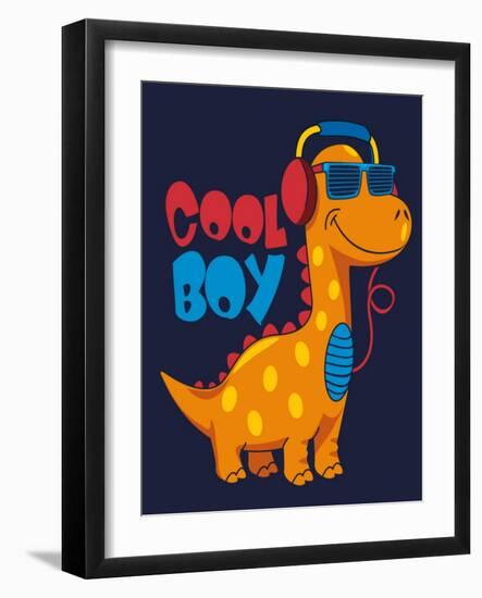 Cool Dinosaur Character Design-braingraph-Framed Art Print