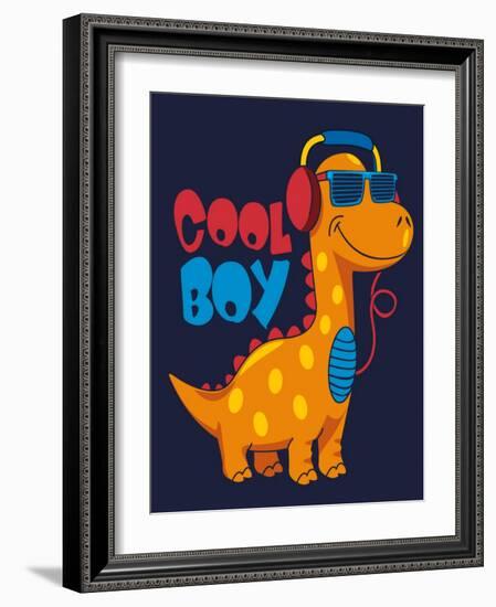 Cool Dinosaur Character Design-braingraph-Framed Art Print