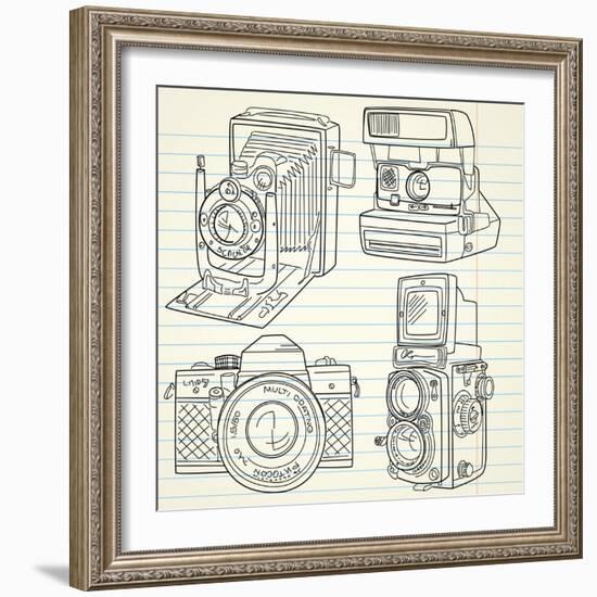 Cool Hand Drawn Old Camera Set, All Time Legends-Alisa Foytik-Framed Art Print