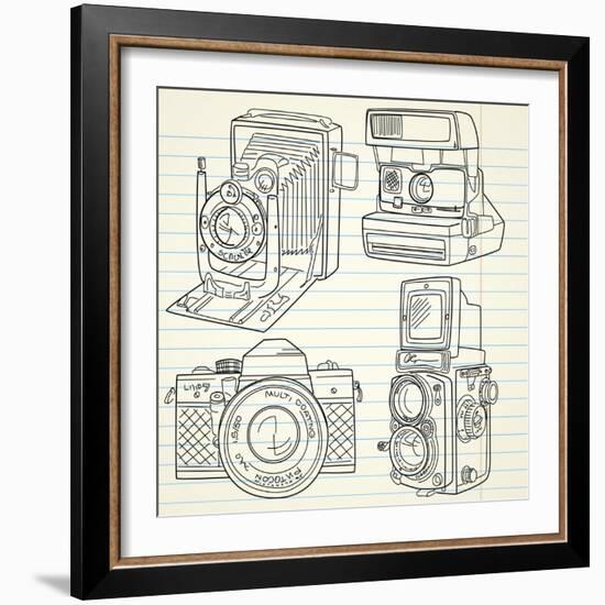 Cool Hand Drawn Old Camera Set, All Time Legends-Alisa Foytik-Framed Art Print
