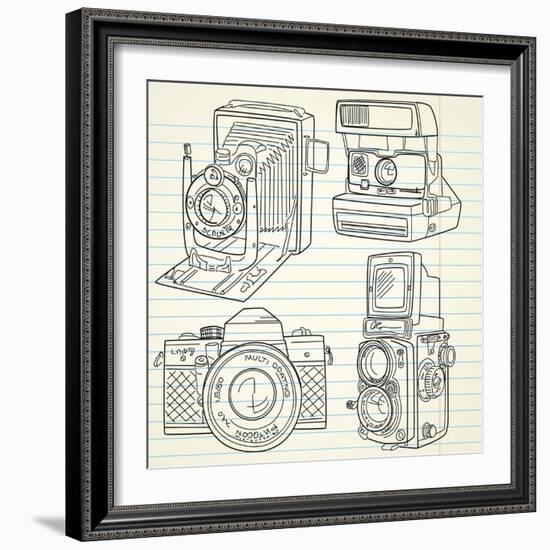 Cool Hand Drawn Old Camera Set, All Time Legends-Alisa Foytik-Framed Art Print