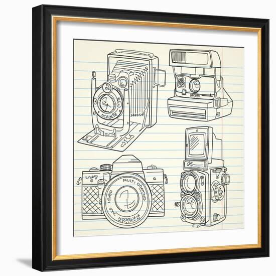 Cool Hand Drawn Old Camera Set, All Time Legends-Alisa Foytik-Framed Art Print