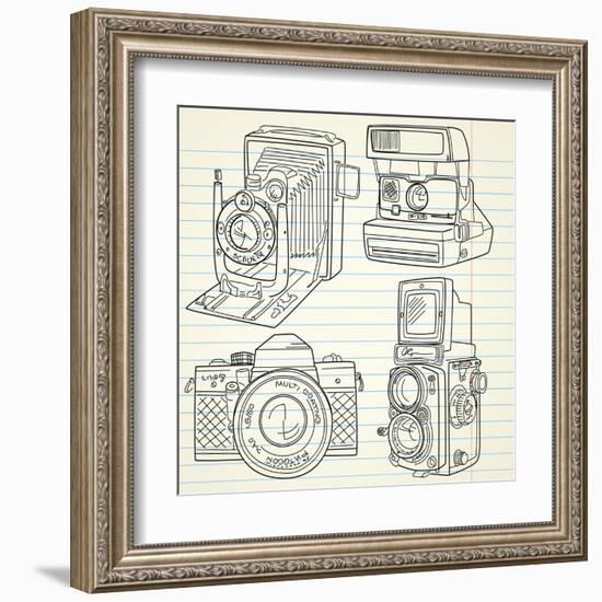 Cool Hand Drawn Old Camera Set, All Time Legends-Alisa Foytik-Framed Art Print