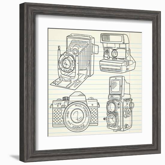Cool Hand Drawn Old Camera Set, All Time Legends-Alisa Foytik-Framed Art Print