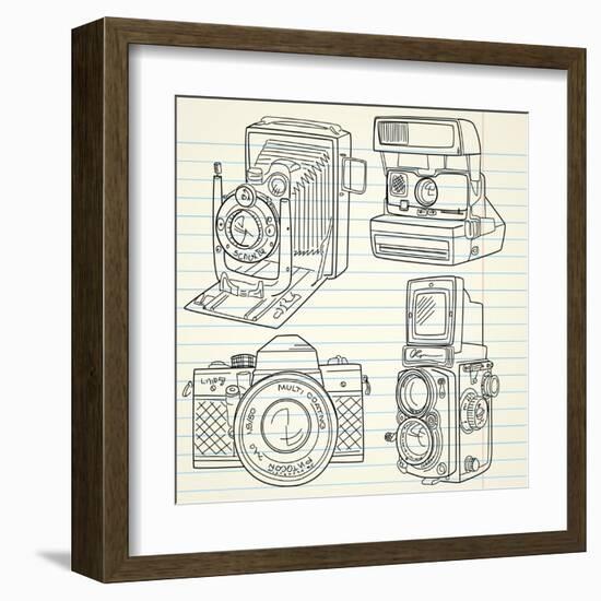 Cool Hand Drawn Old Camera Set, All Time Legends-Alisa Foytik-Framed Art Print