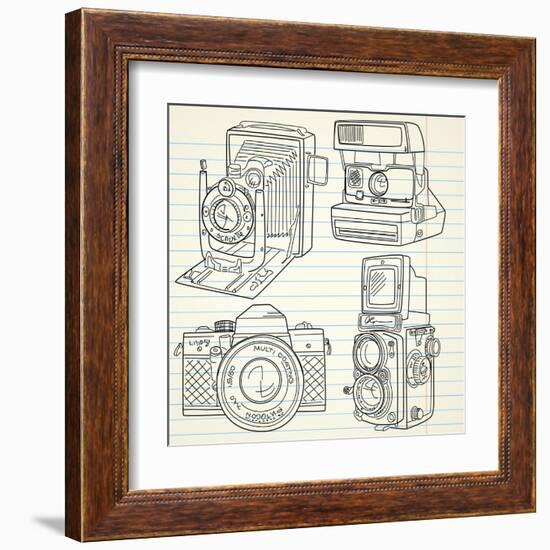 Cool Hand Drawn Old Camera Set, All Time Legends-Alisa Foytik-Framed Art Print