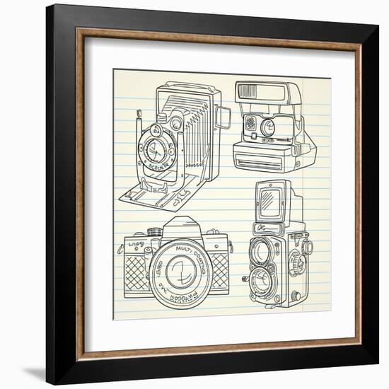 Cool Hand Drawn Old Camera Set, All Time Legends-Alisa Foytik-Framed Art Print