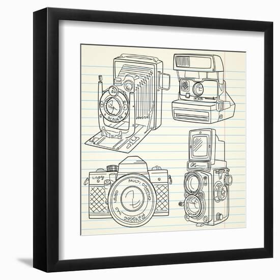 Cool Hand Drawn Old Camera Set, All Time Legends-Alisa Foytik-Framed Art Print