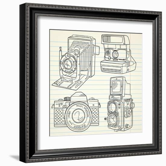 Cool Hand Drawn Old Camera Set, All Time Legends-Alisa Foytik-Framed Art Print