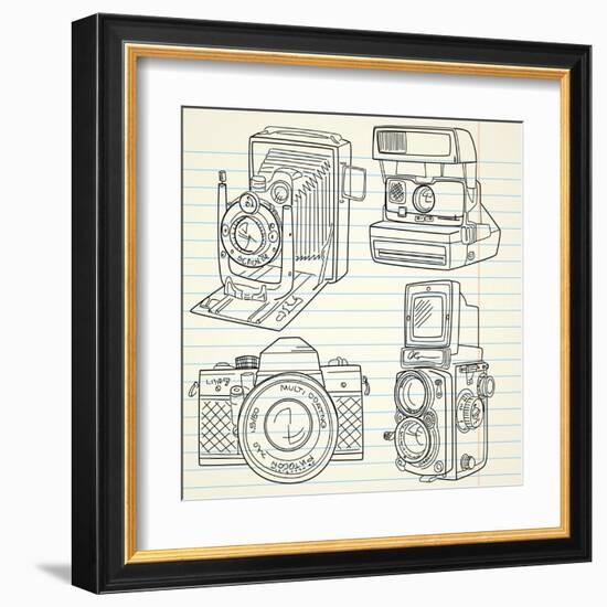 Cool Hand Drawn Old Camera Set, All Time Legends-Alisa Foytik-Framed Art Print