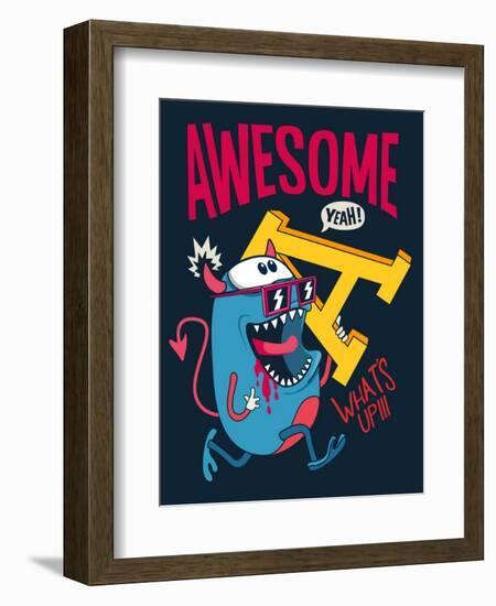 Cool Monster Vector Character Design-braingraph-Framed Art Print