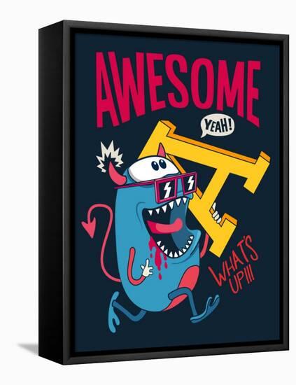 Cool Monster Vector Character Design-braingraph-Framed Stretched Canvas