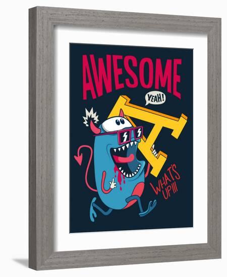 Cool Monster Vector Character Design-braingraph-Framed Art Print